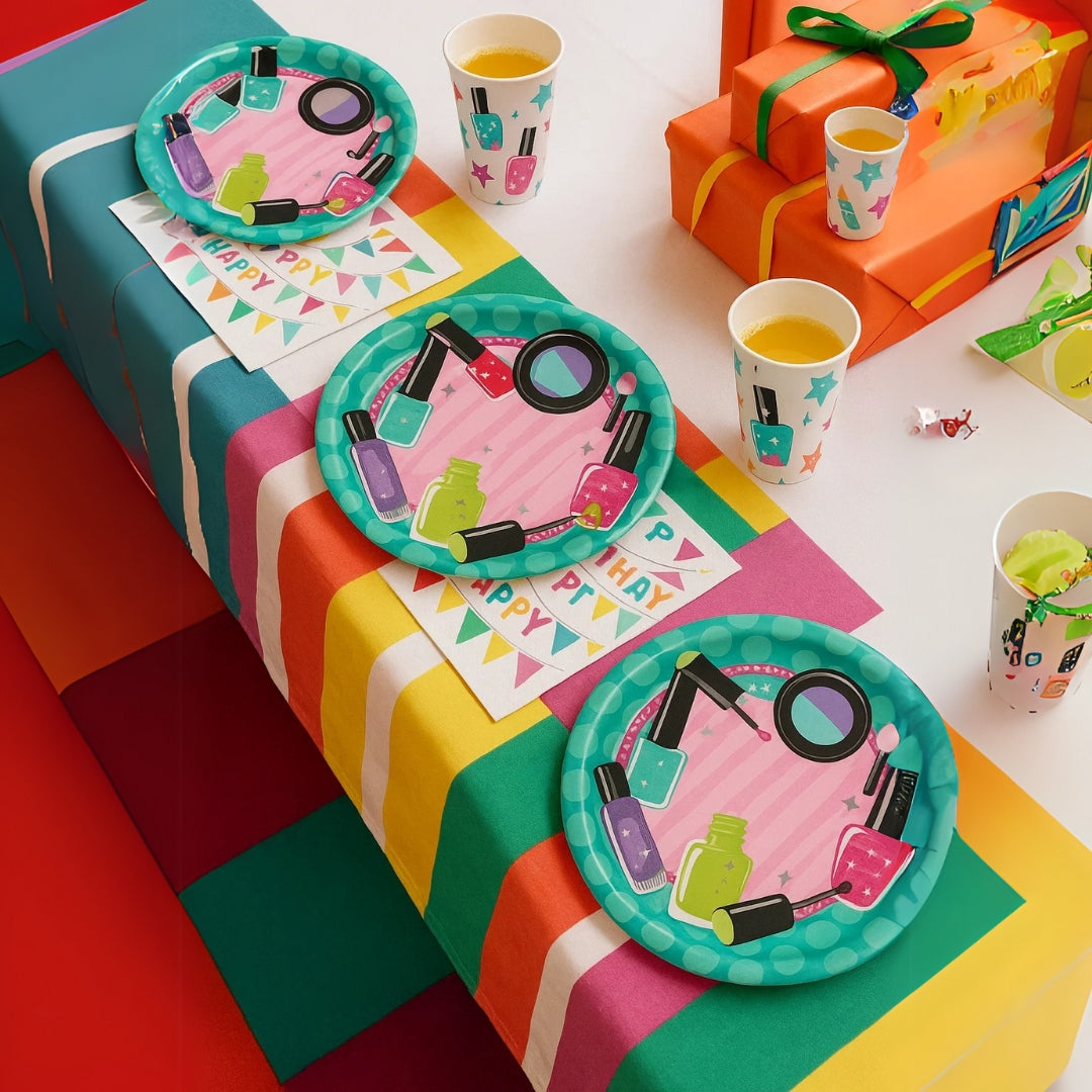 Glitzy Girl Theme Party Cake/Starter Plates - 7 inches - 8PC