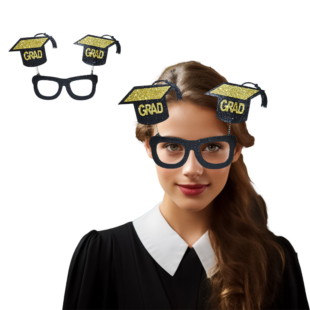 Graduation Black & Gold Sunglass with Shimmer - 1PC