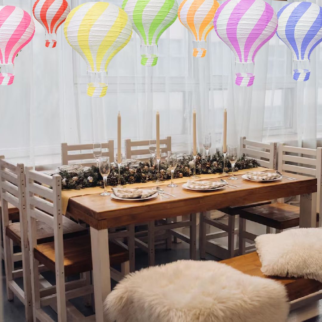 Assorted Color Paper Lantern Parachute/Hot Air Baloon for Hanging Decor - 5PC