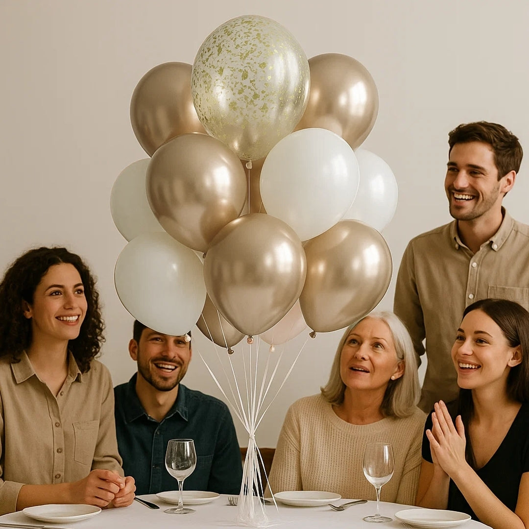 Happy Birthday Golden Balloons and Golden Confetti Balloons Combo Set - 22PC