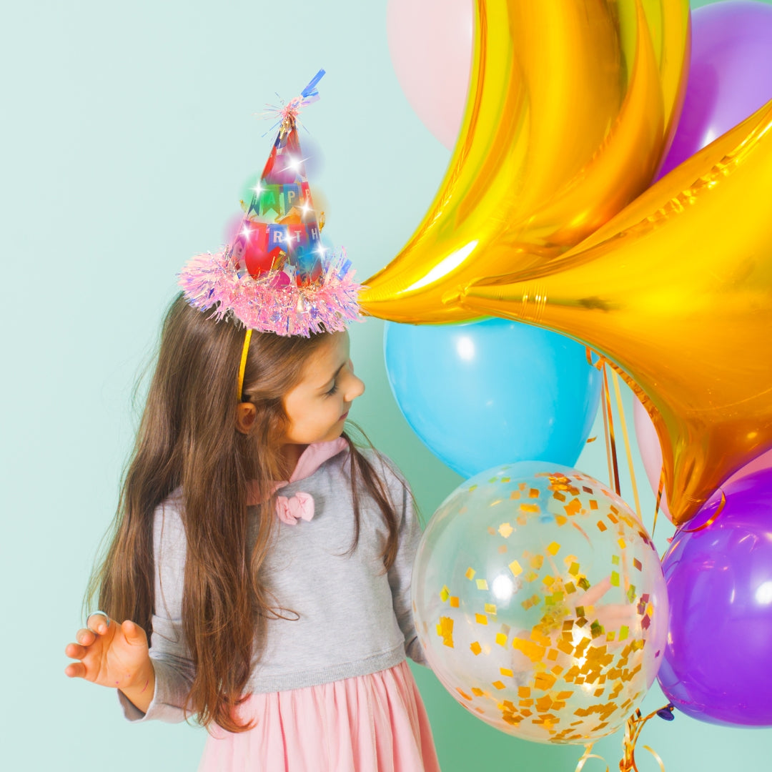 Light Up LED Birthday Cap with Iridiscent Fringe - 1PC