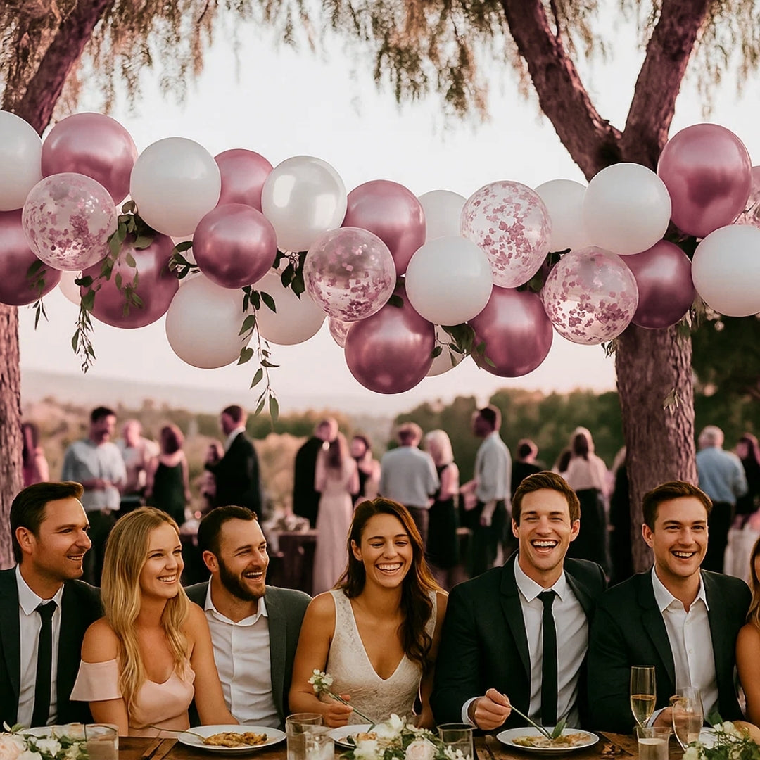 Happy Birthday Rose Gold Balloons and Rose Gold Confetti Balloons Combo Set - 22PC