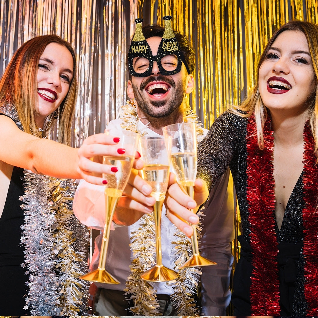 Happy New Year Champagne Shaped Glasses - 1PC