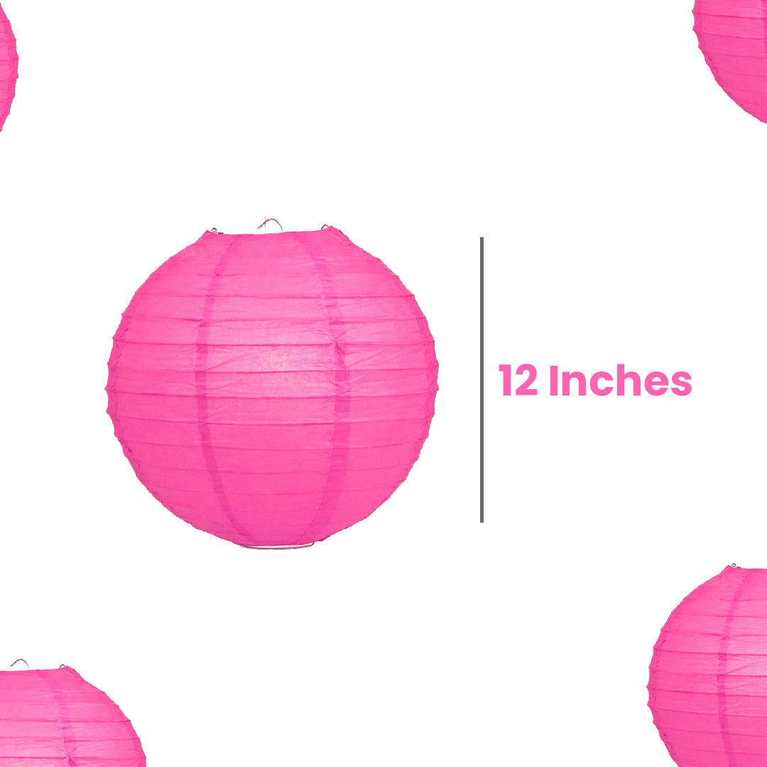 Fuchsia Round Paper Lantern - 12 Inches - 1PC