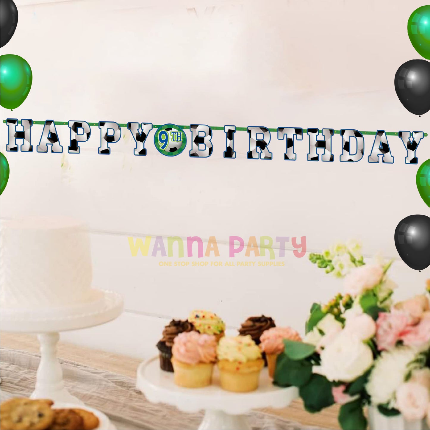 Soccer/Football Theme Birthday Letter Banner Jumbo - 10FT - 1PC