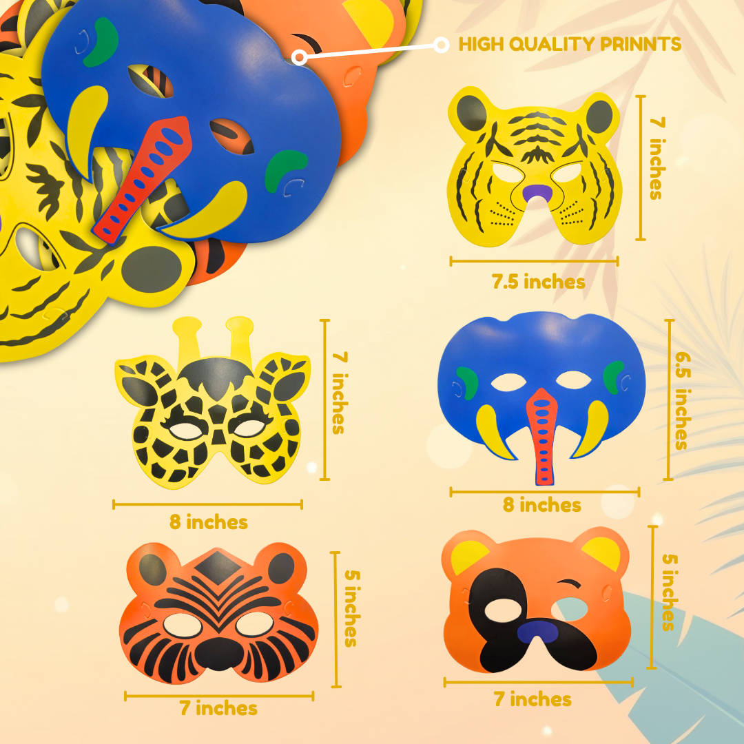 Jungle Theme Animal Paper Eye Masks - 6PC