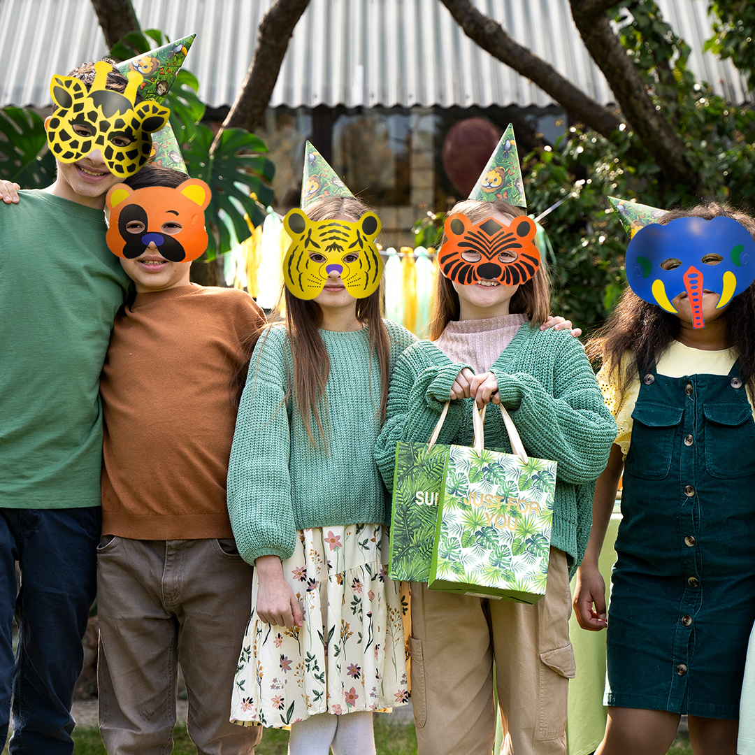 Jungle Theme Animal Paper Eye Masks - 6PC