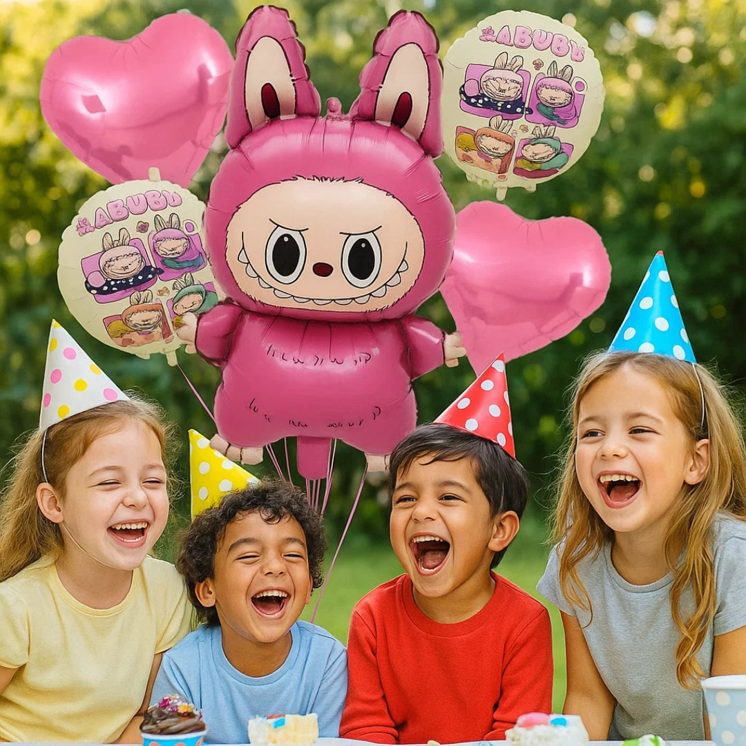 Labubu Theme Foil Balloon Bouquet Set of 5