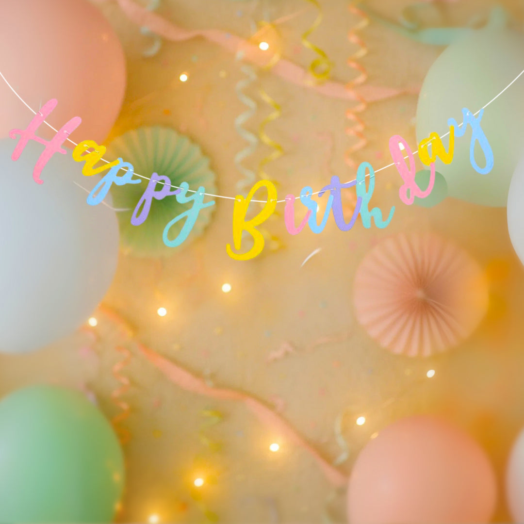 Happy Birthday Pastel Color Banner - 1PC