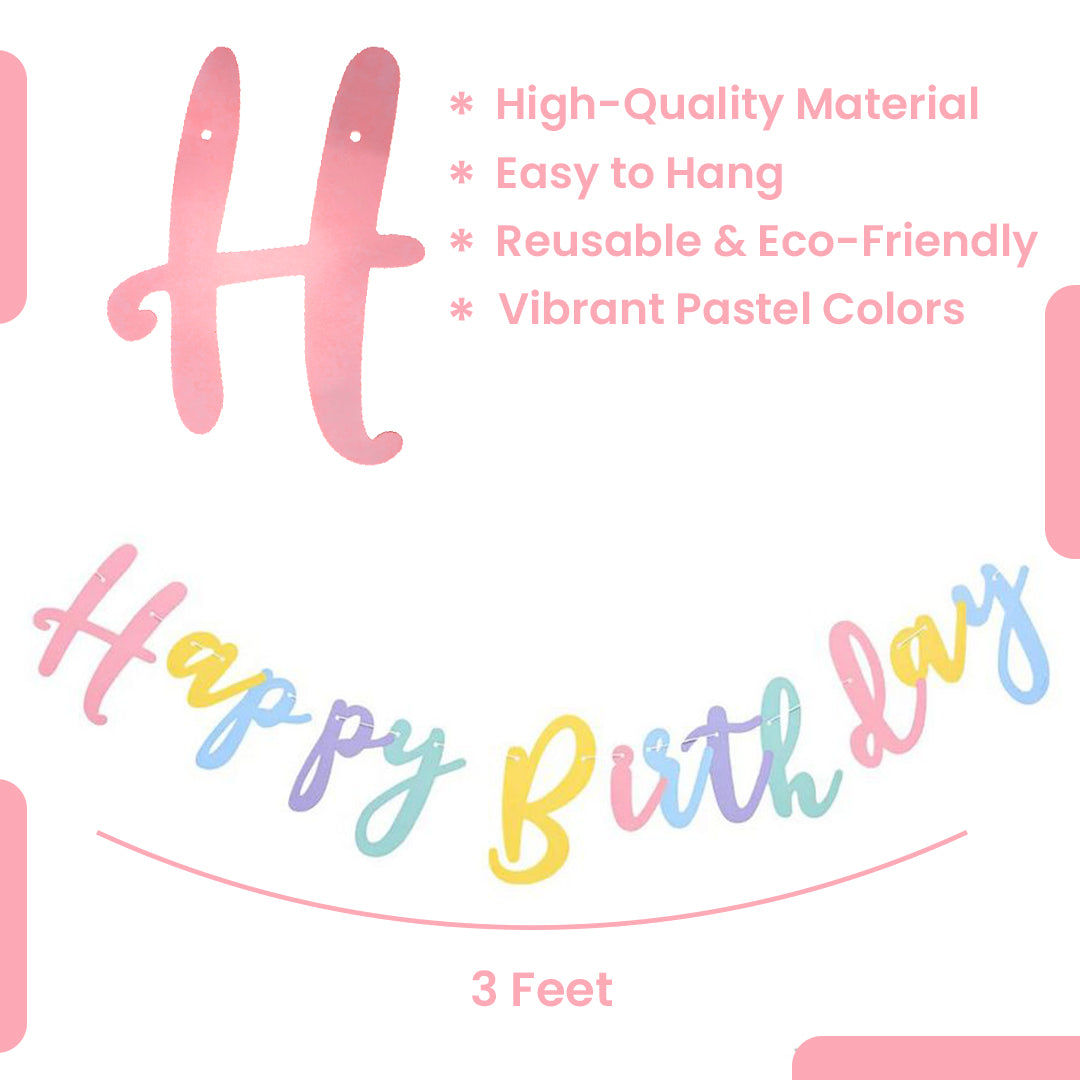 Happy Birthday Pastel Color Banner - 1PC