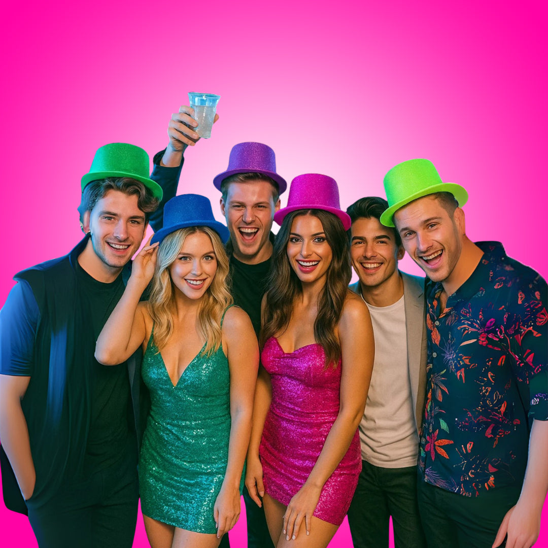 Neon Glitter Hats Combo Pack - 6PC