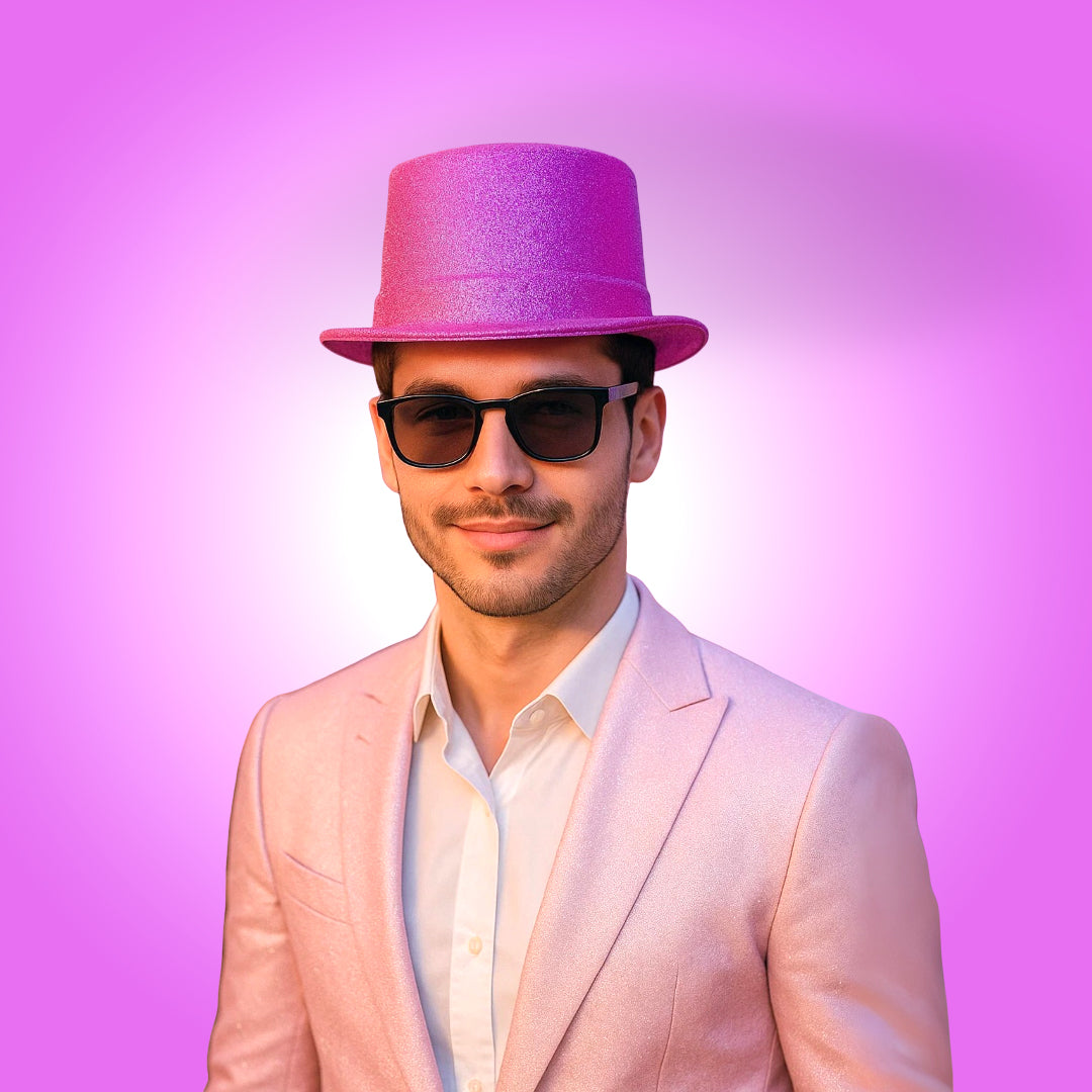 Neon Purple Glitter Hat for Adults - 1PC