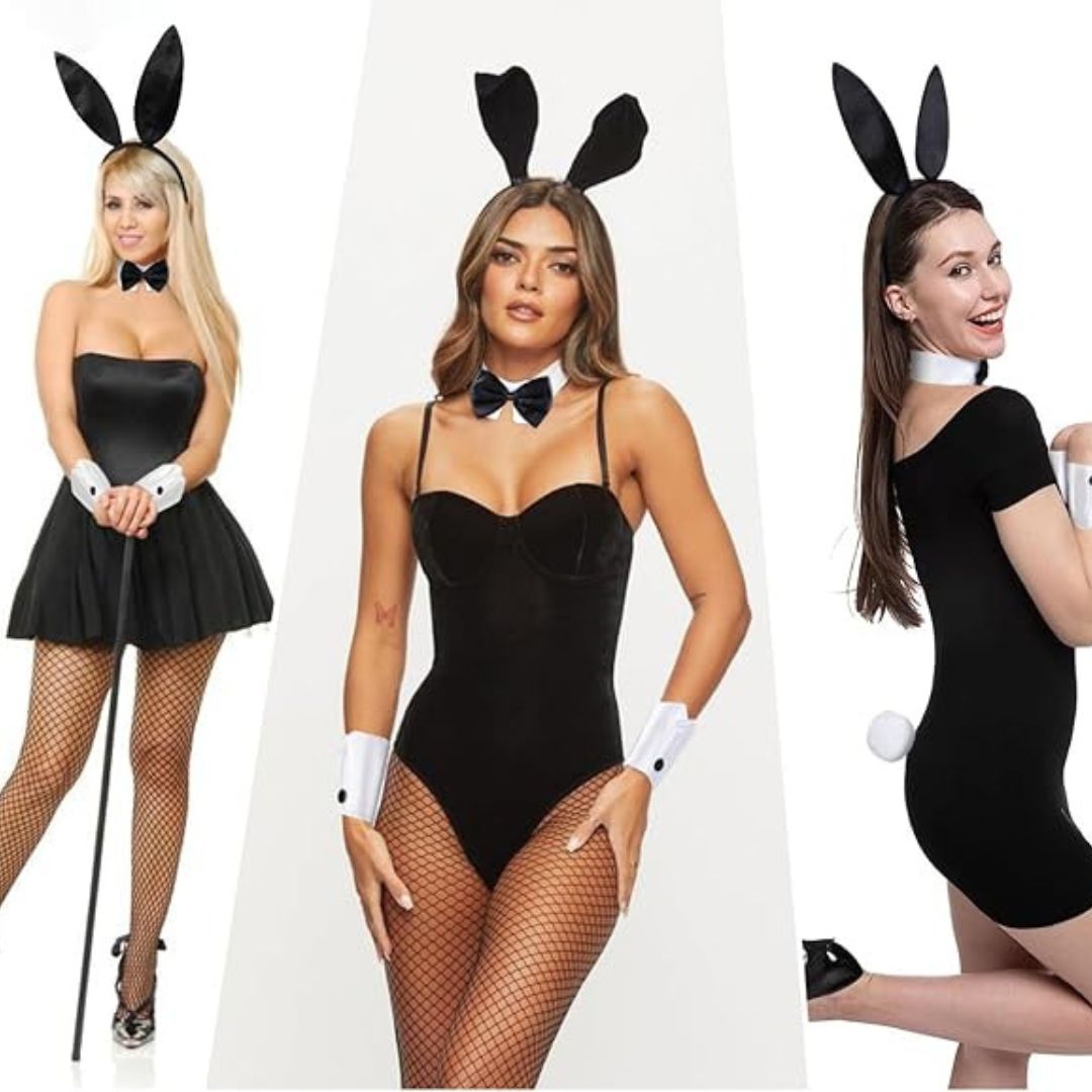 Notty Bunny Ears with Necktie & Tail Set - Set of 4