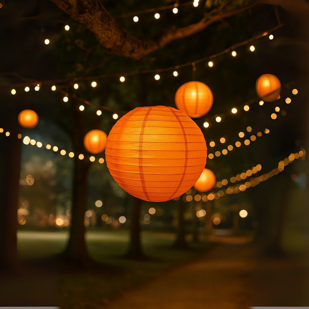 Orange Round Paper Lantern - 10 Inches - 1PC