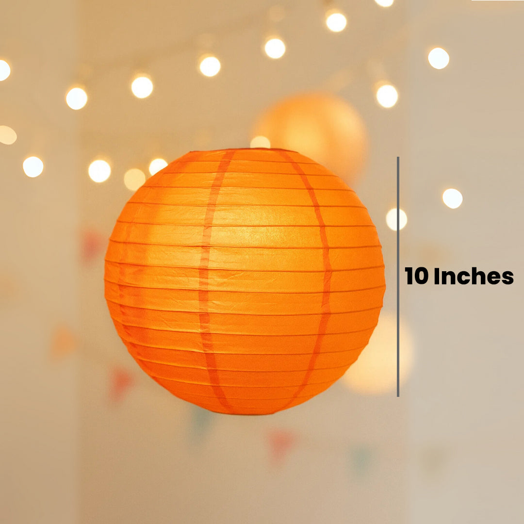 Orange Round Paper Lantern - 10 Inches - 1PC