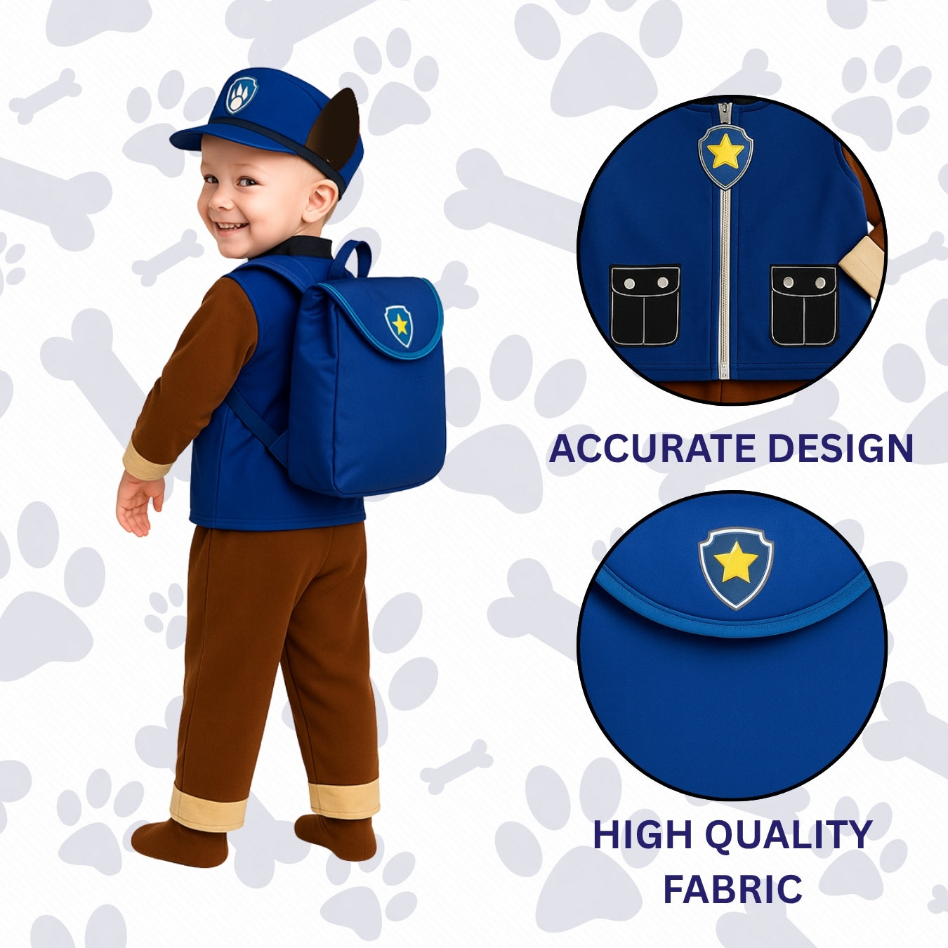Paw Patrol Costume with Blue Bag - Small - Age 3 to 5 Years