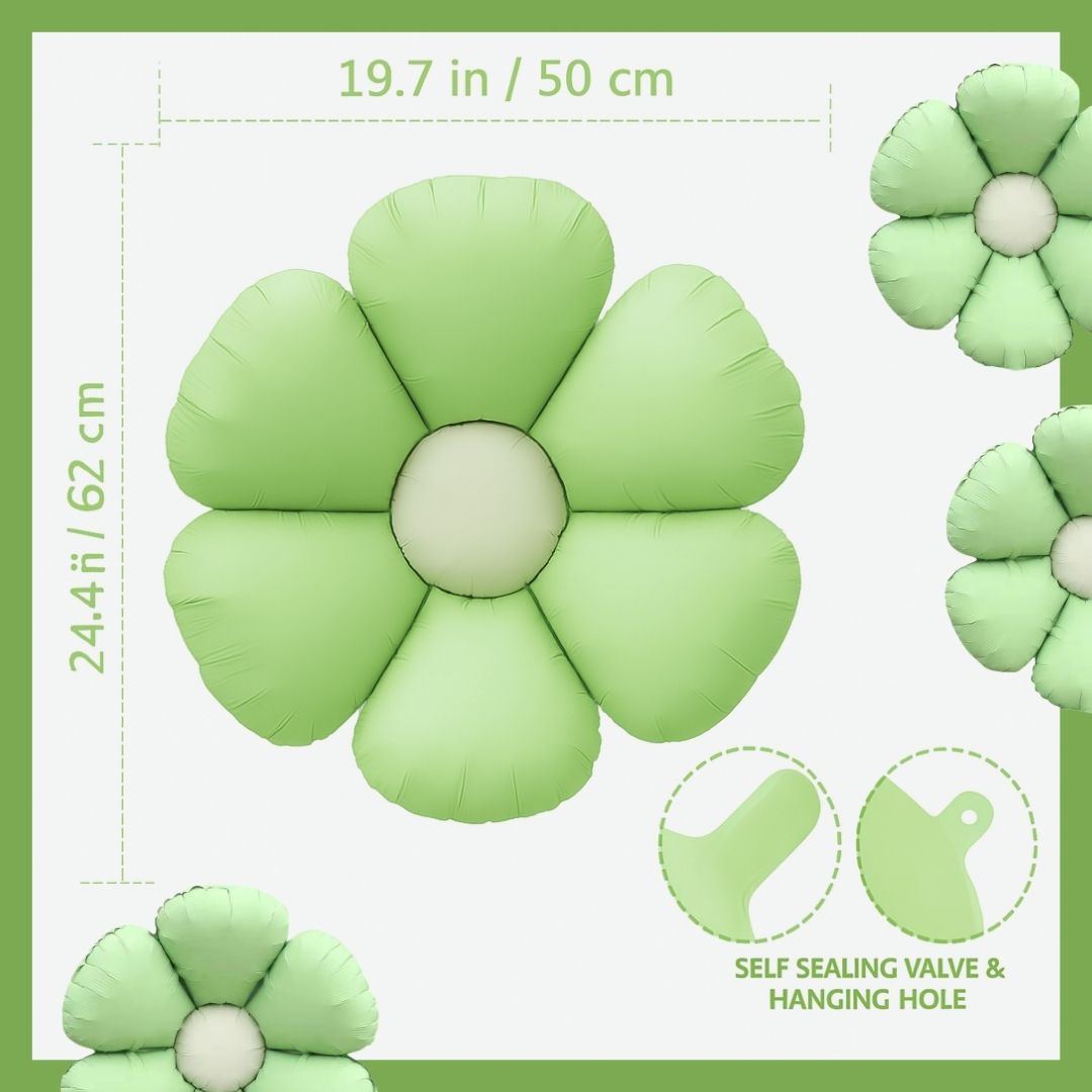 Pastel Green Flower Shaped Balloon - Air Filled Only - 24 inches - 1PC