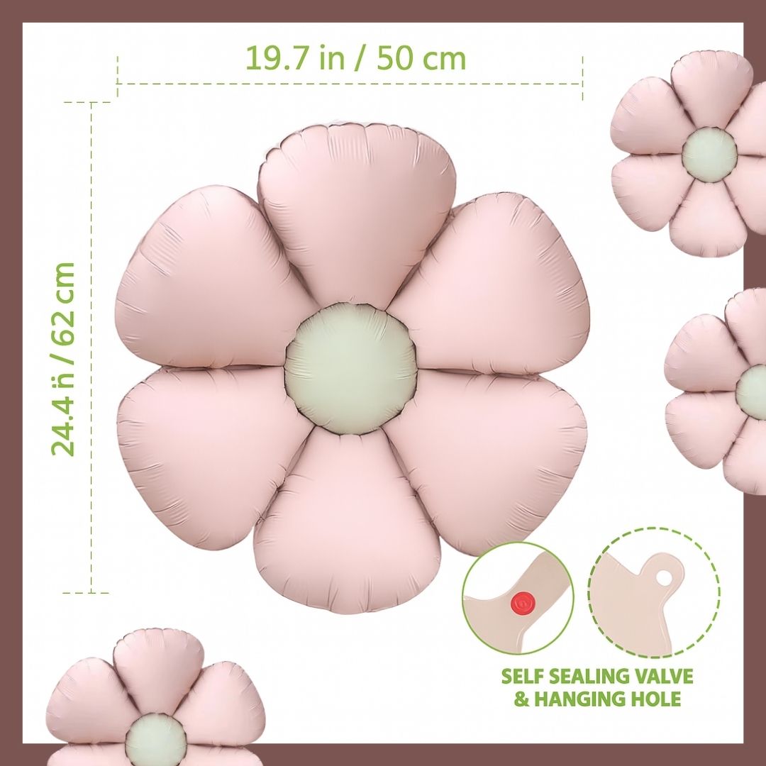 Pastel Pink Flower Shaped Balloon - Air Filled Only - 24 inches - 1PC