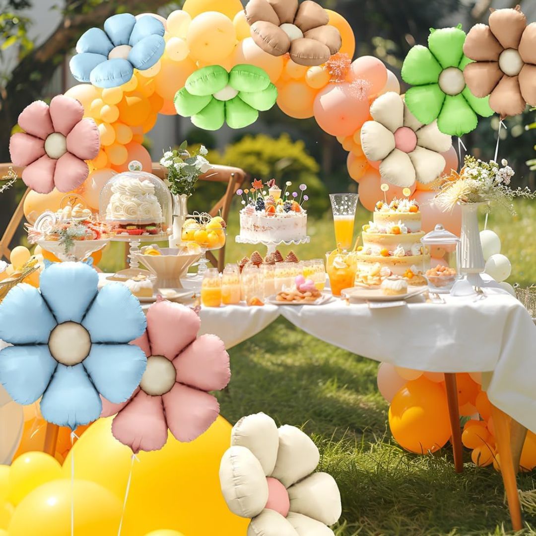 Sand White Flower Shaped Balloon - Air Filled Only - 24 inches - 1PC