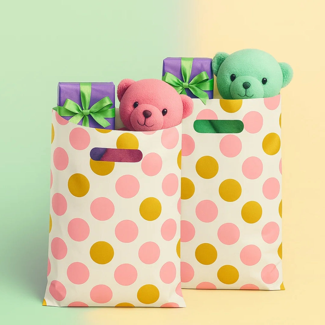 Pink Large Polka Dot Loot Bags Combo - 20PC