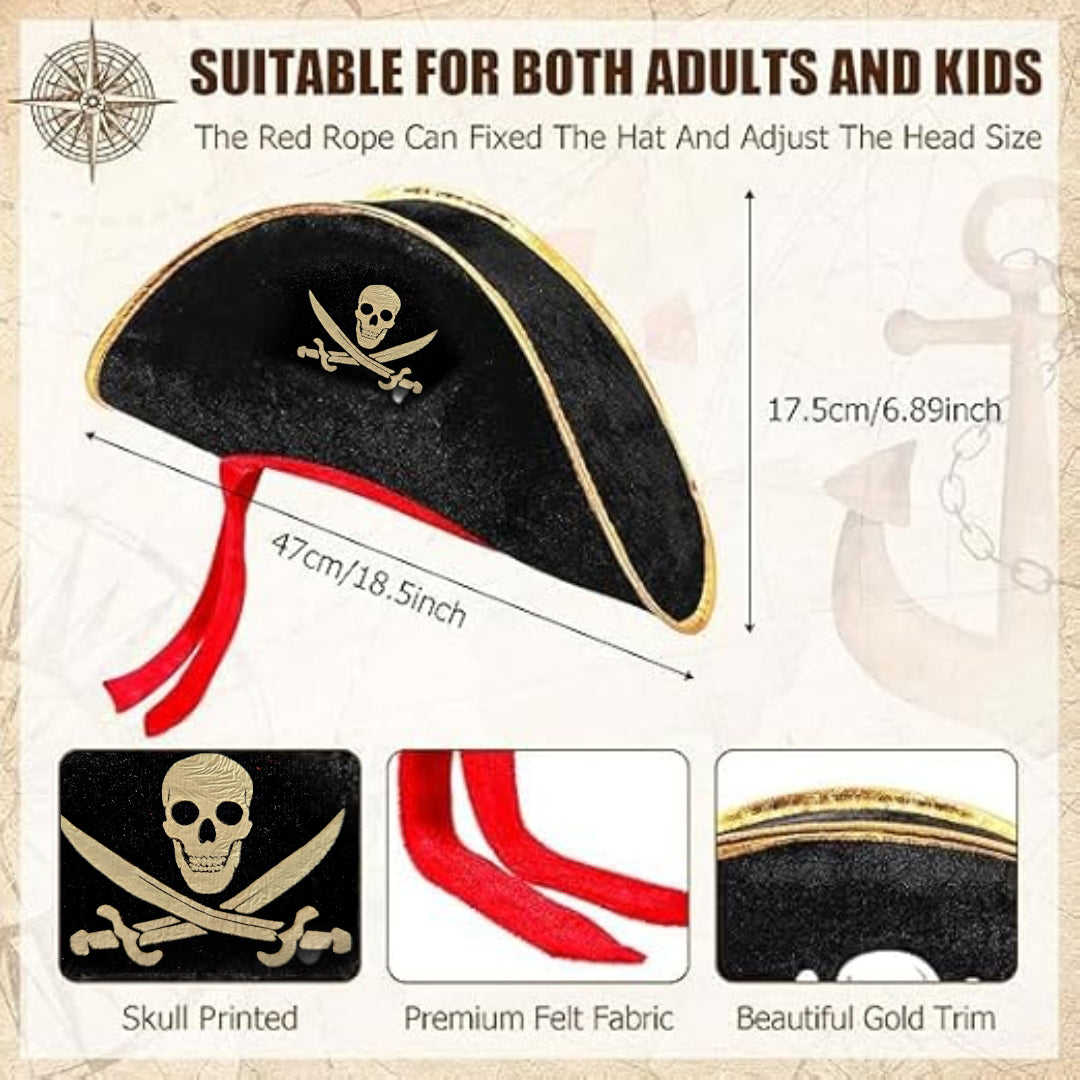 Pirate Hat Small with Red Veil - 1PC