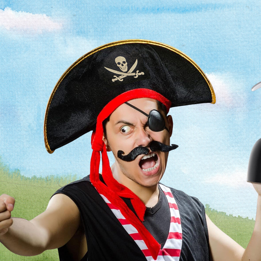 Pirate Hat Small with Red Veil - 1PC