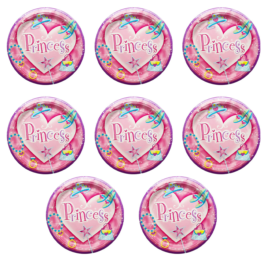 Princess Theme Pink Party Cake/Starter Plates - 7 inches - 8PC