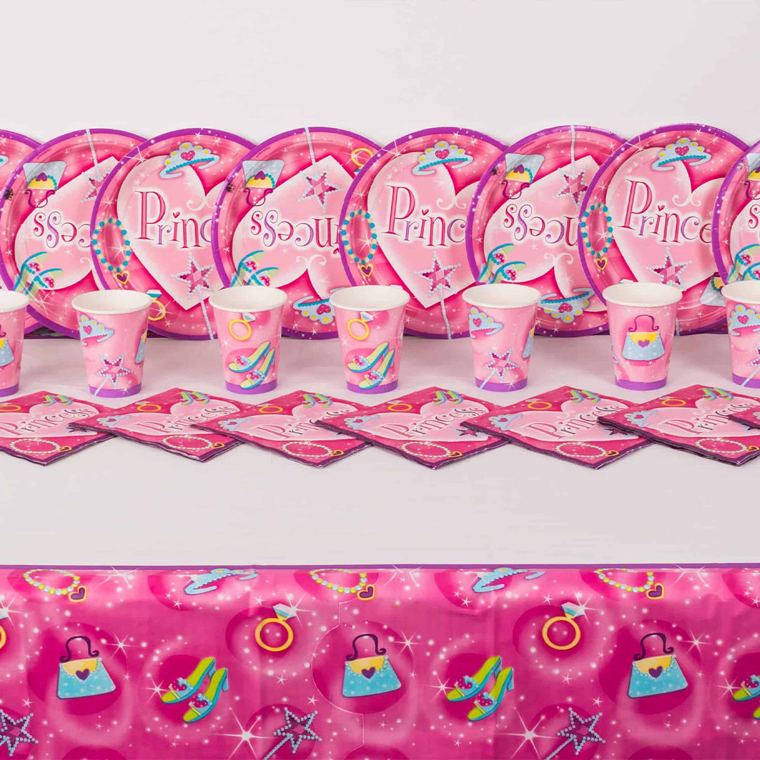 Princess Theme Pink Party Cake/Starter Plates - 7 inches - 8PC