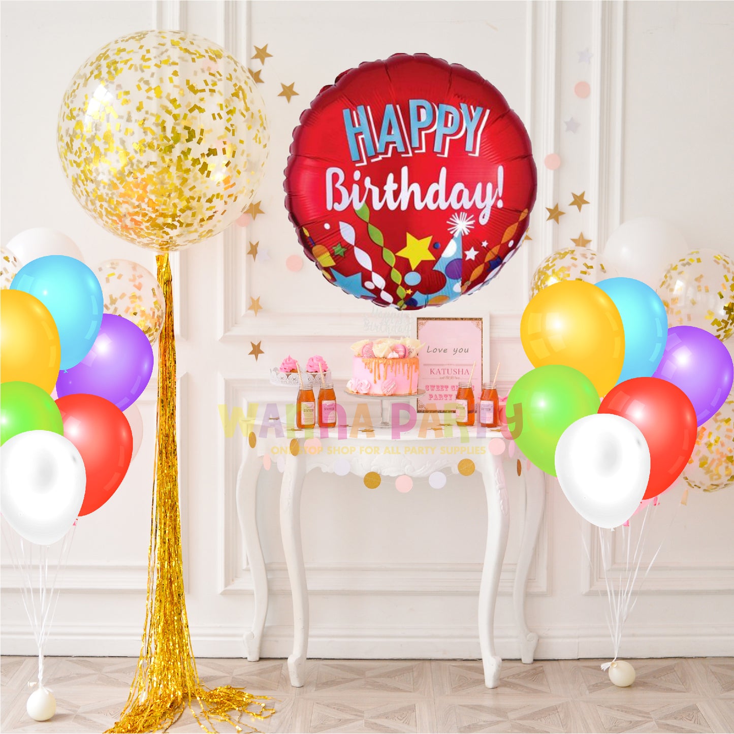 Happy Birthday Red Festive Foil Balloon - Helum Quality - 18 inches - 1PC