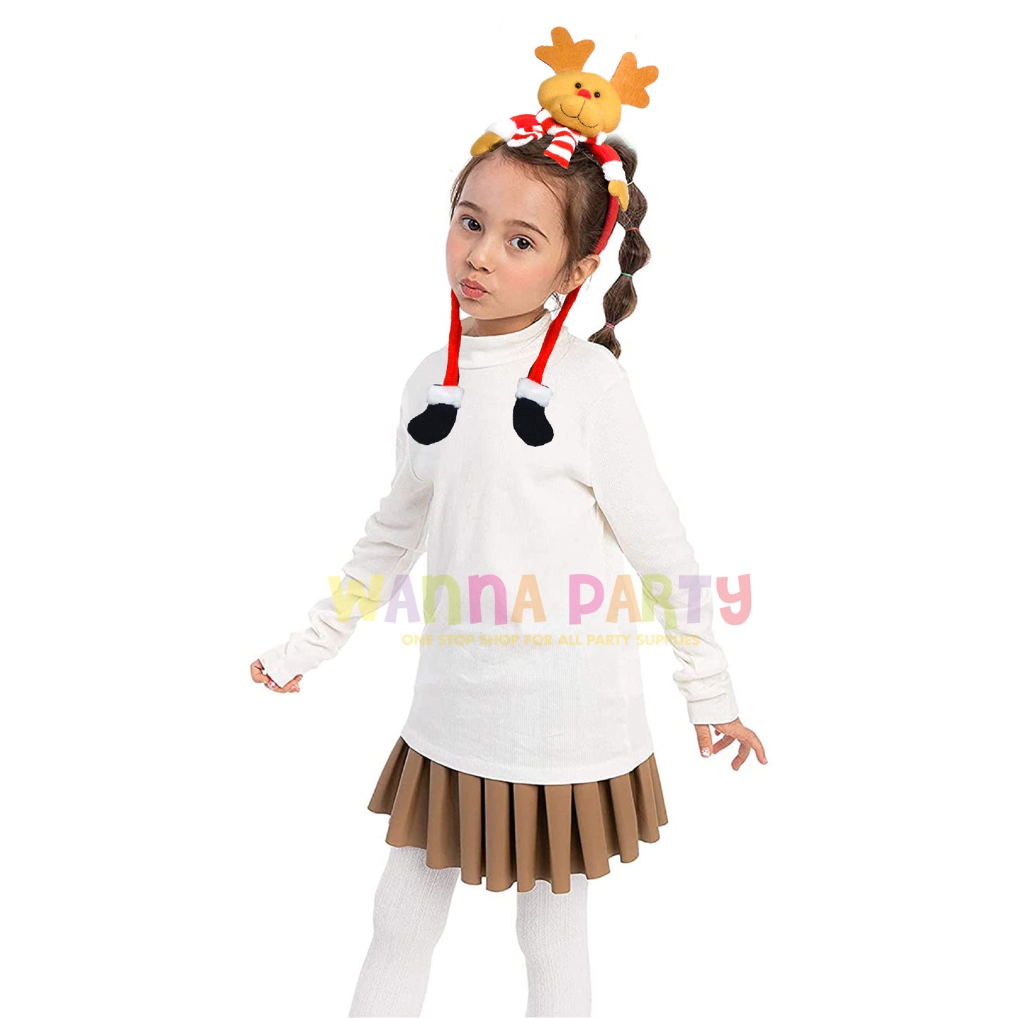 Reindeers Christmas Headband with Legs for Kids & Adults