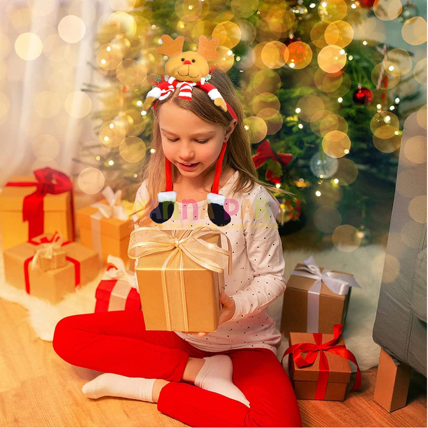 Reindeers Christmas Headband with Legs for Kids & Adults
