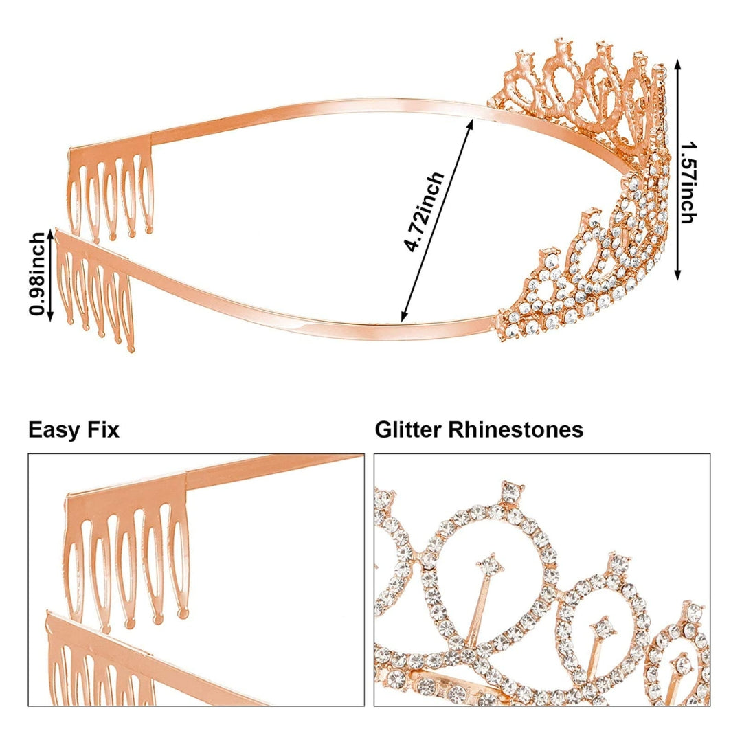 Rose Gold Tiara with Birthday Sash Combo - 1PC
