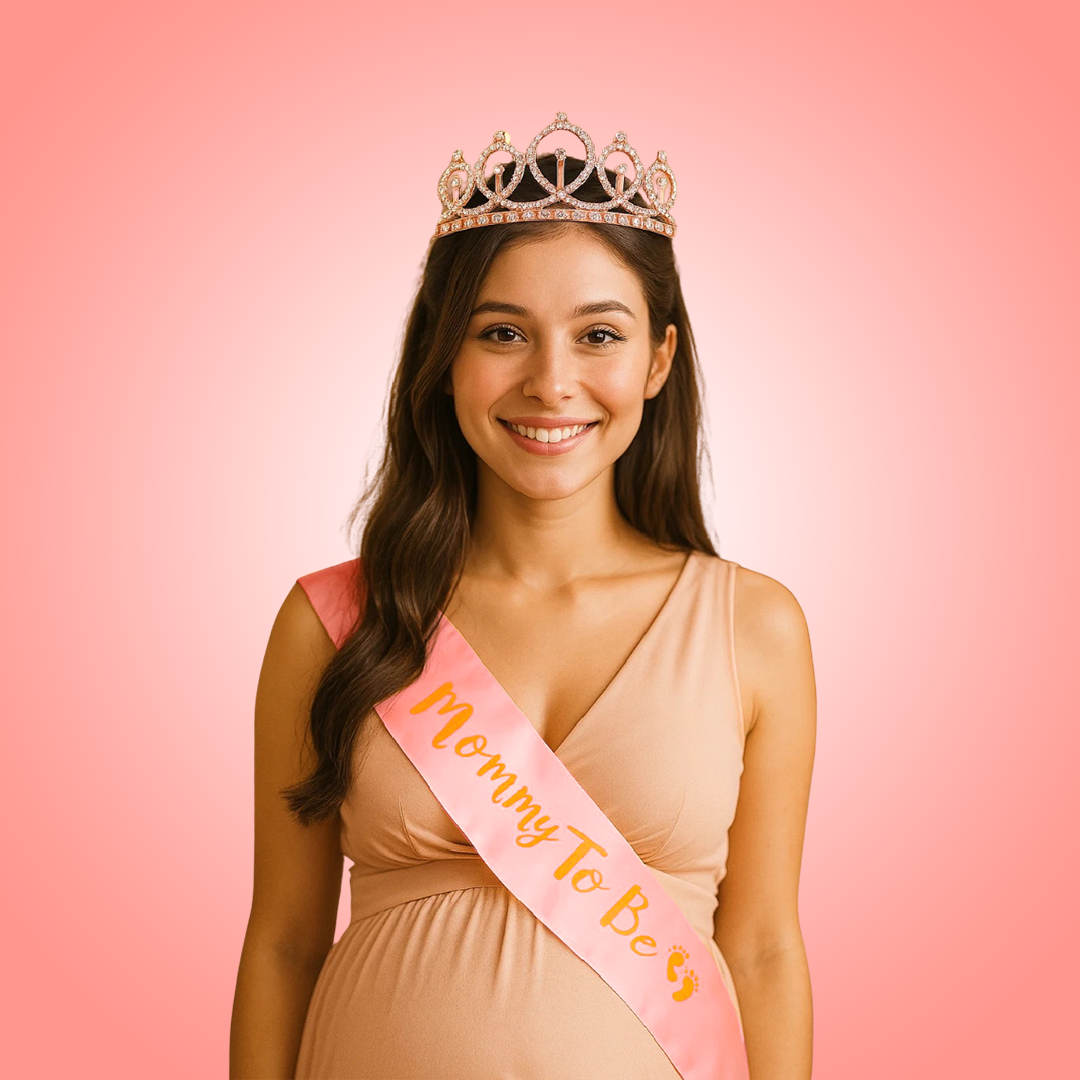 Rose Gold Tiara wth Mom To Be Sash Combo - 2PC
