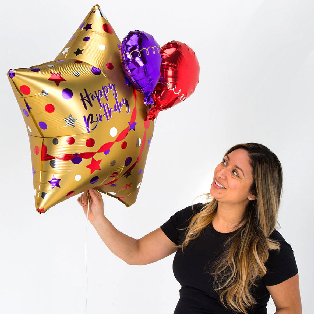 Happy Birthday Golden Foil Balloon Set - Helium Quality - 28 inches - 1PC