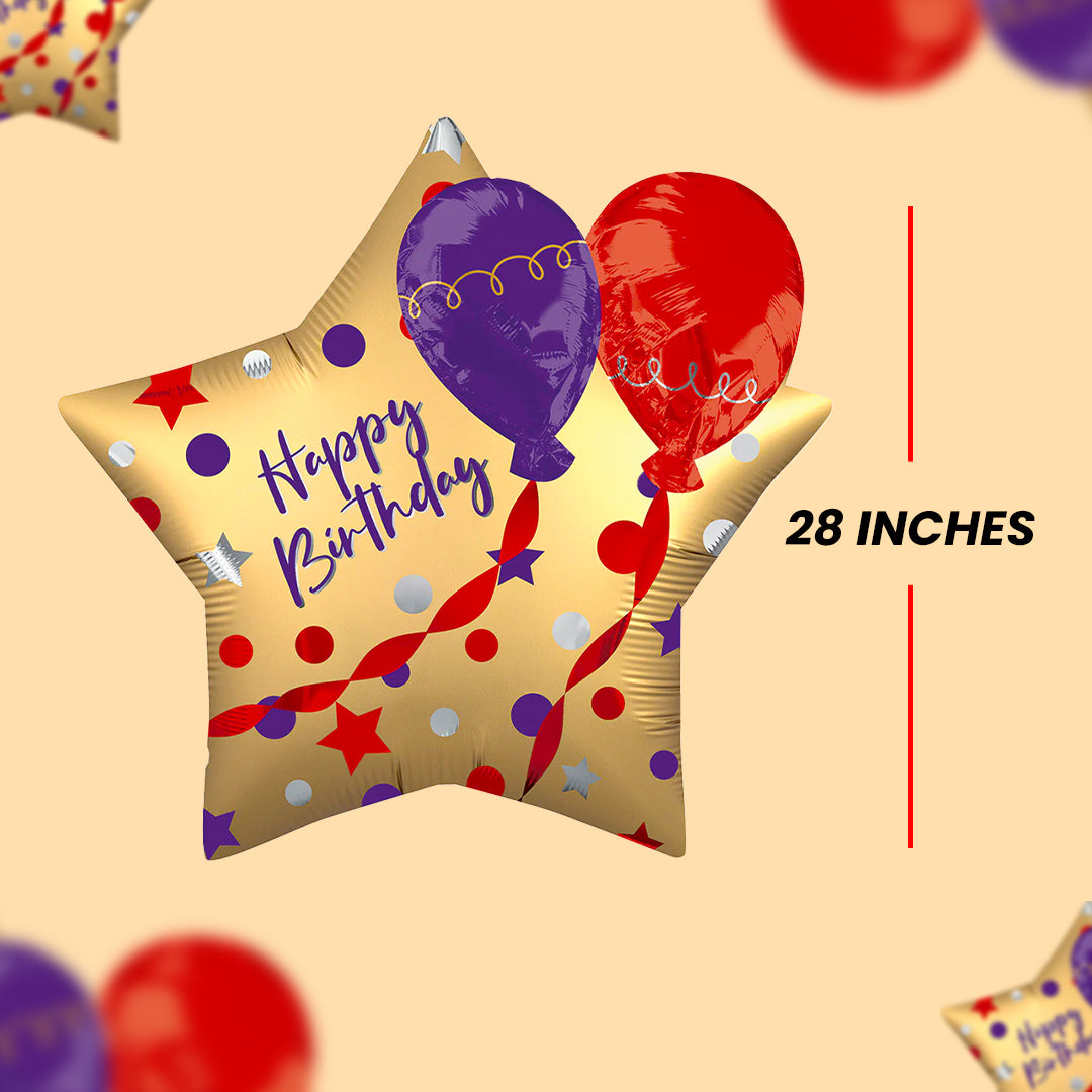 Happy Birthday Golden Foil Balloon Set - Helium Quality - 28 inches - 1PC