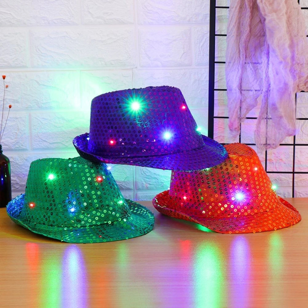 Light Up LED Sequin Hat Blue - 1PC
