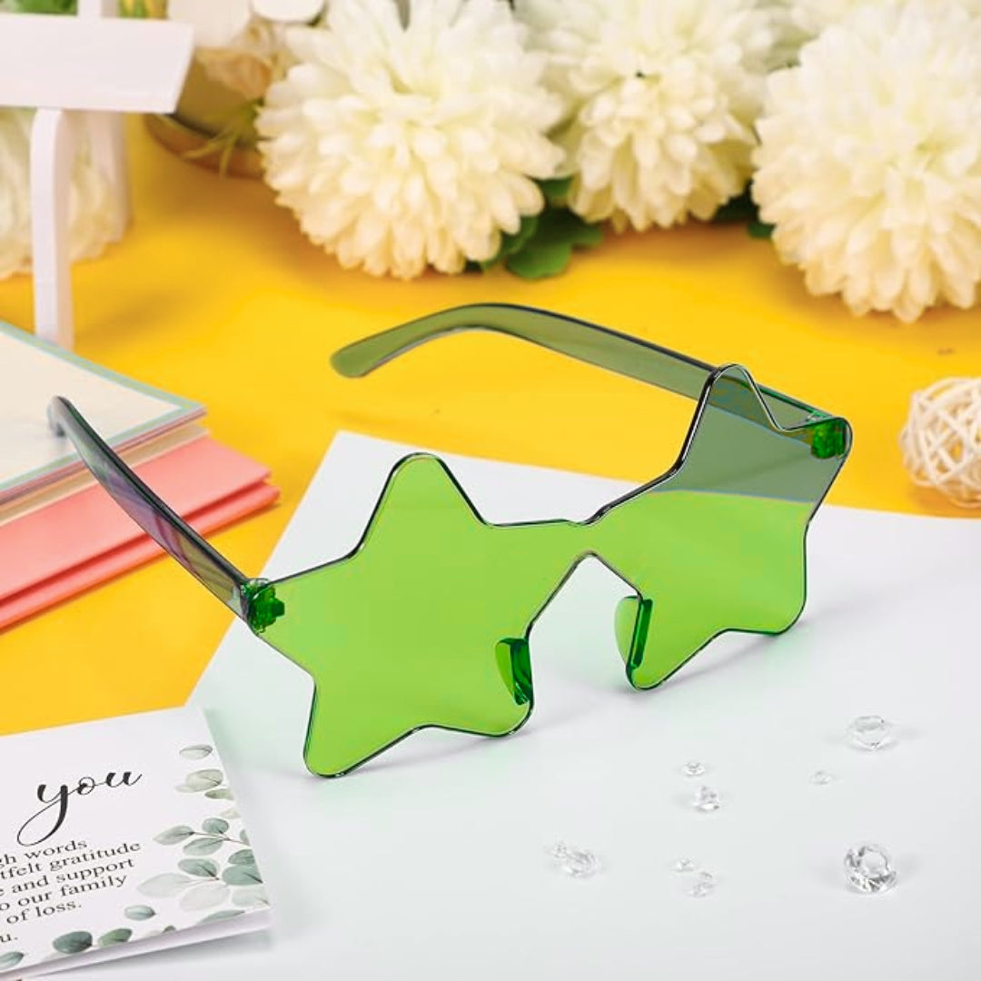 Star Shaped Multicolor Rimless Sunglases for Kids & Adults - 6PC