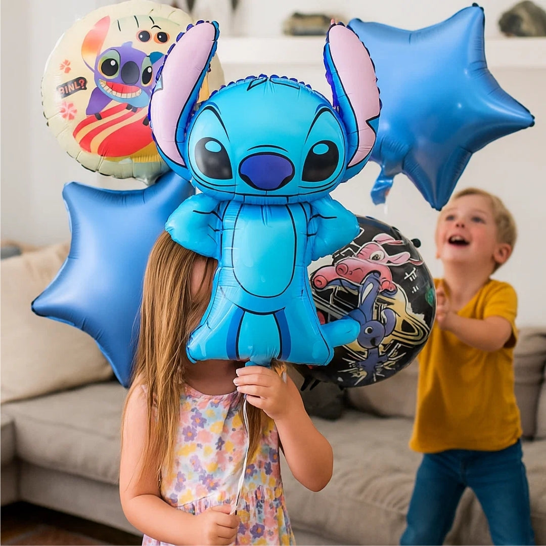 Stitch Theme Birthday Balloon Combo Set - Helium Quality - 5PC