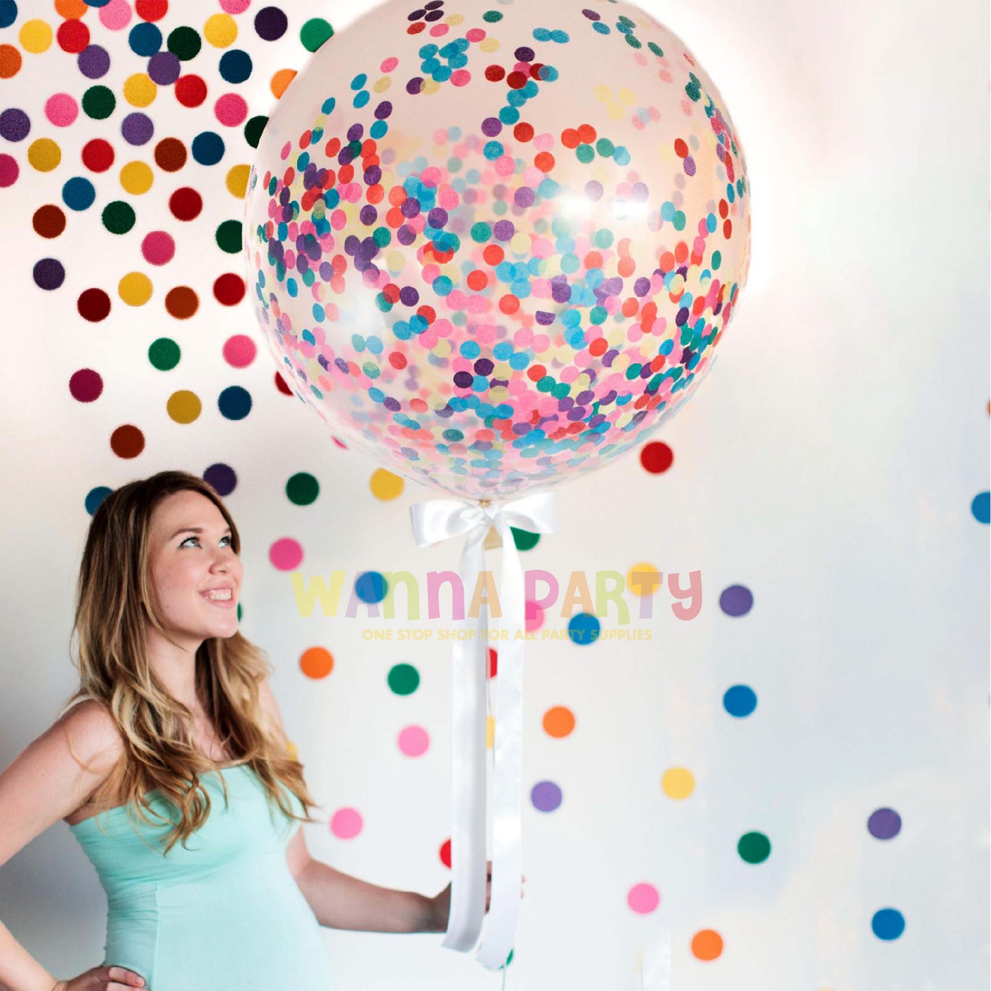 36" Transparent Balloon w/ Confetti & Tassle - 1PC