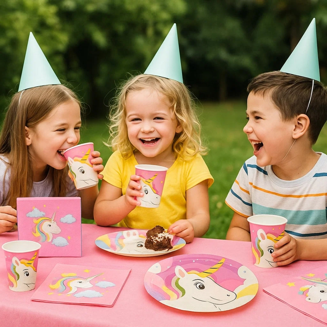 Unicorn Theme Tableware Combo w Plates, Cups & Napkins - 40PC