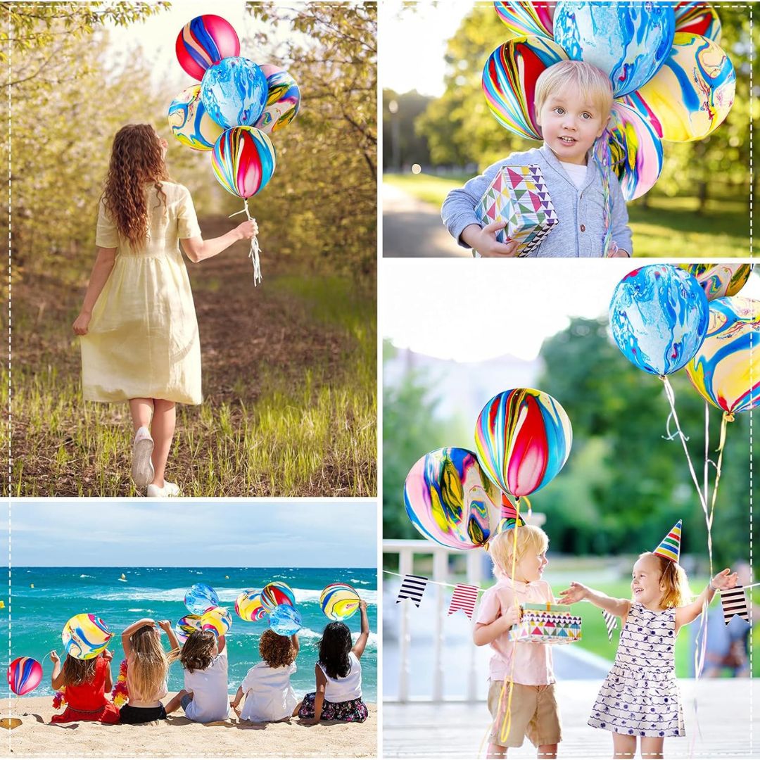 12" Marble Print Multicolor Balloon