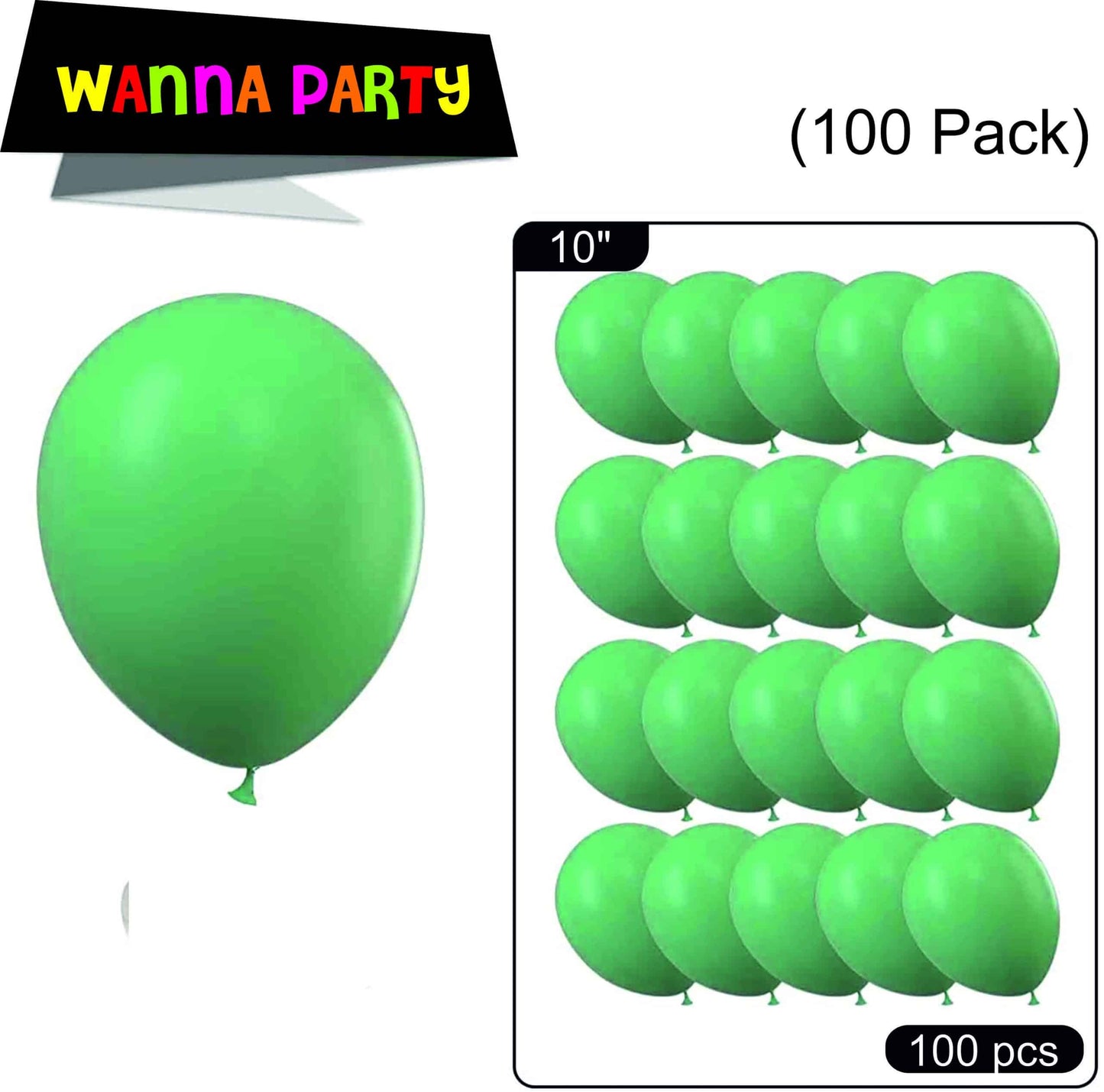 Bean Green Color Balloons 10" - 50 PC
