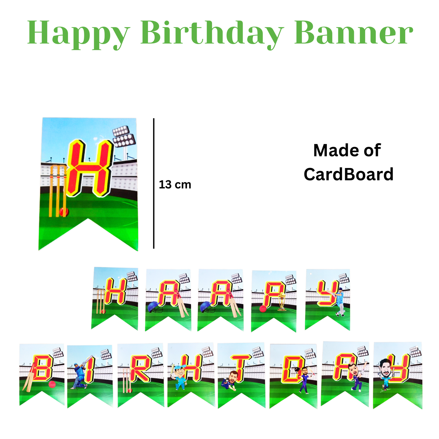 Cricket Theme Happy Birthday Decor w/ Cricketer Cutouts Combo - Set of 81PC
