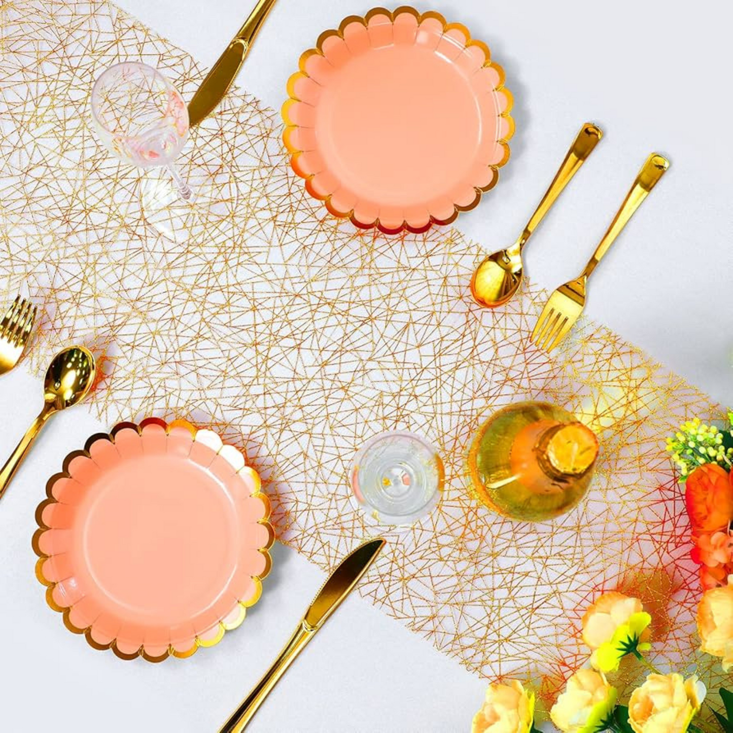 Blush Pink Party Paper Plate w/ Golden Rim - 9 inches - 10PC
