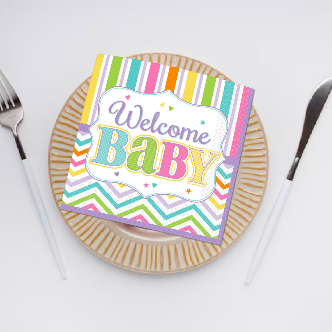 Welcome Baby Shower Dessert Napkins - 18PC