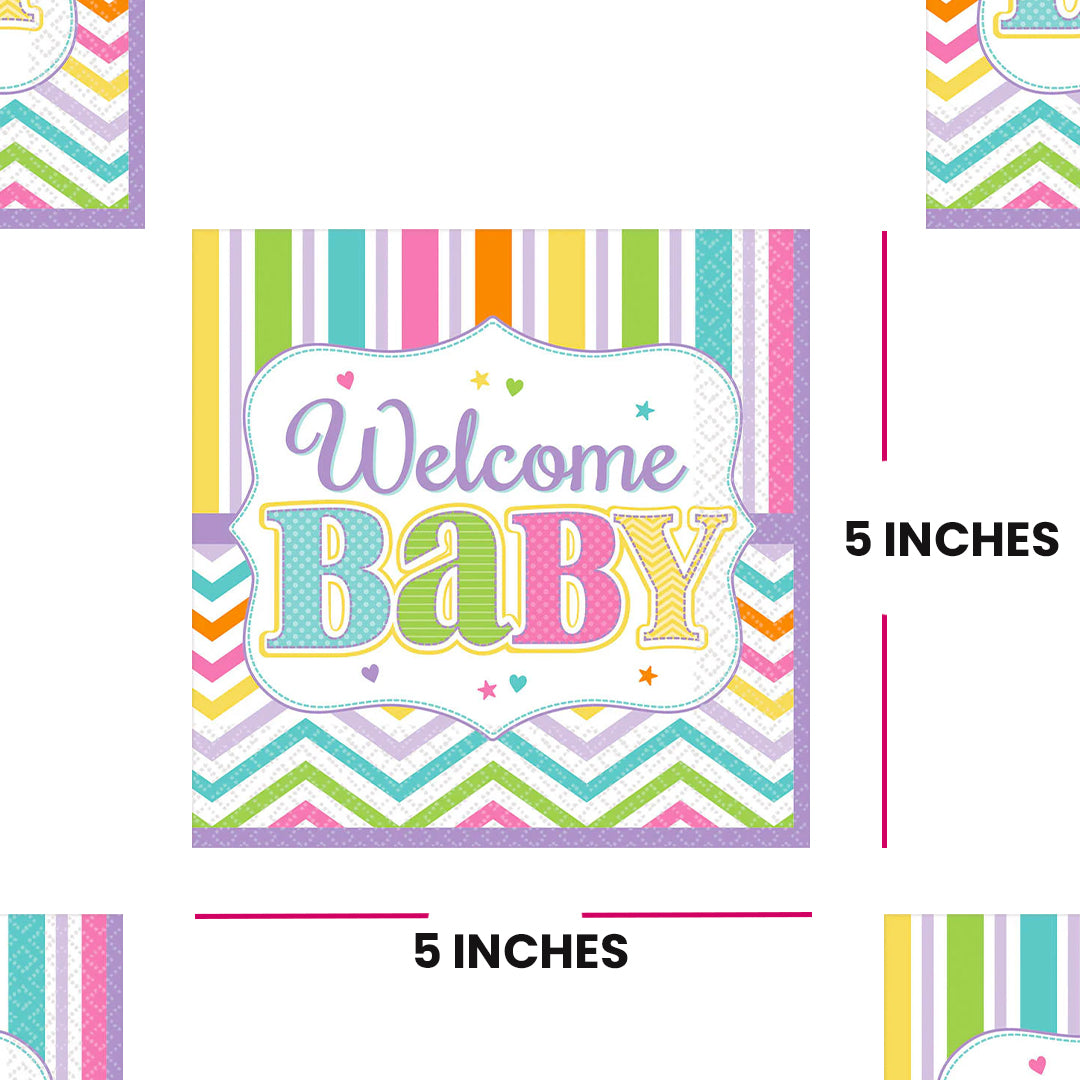 Welcome Baby Shower Dessert Napkins - 18PC