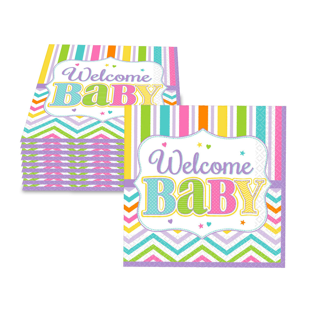 Welcome Baby Shower Dessert Napkins - 18PC