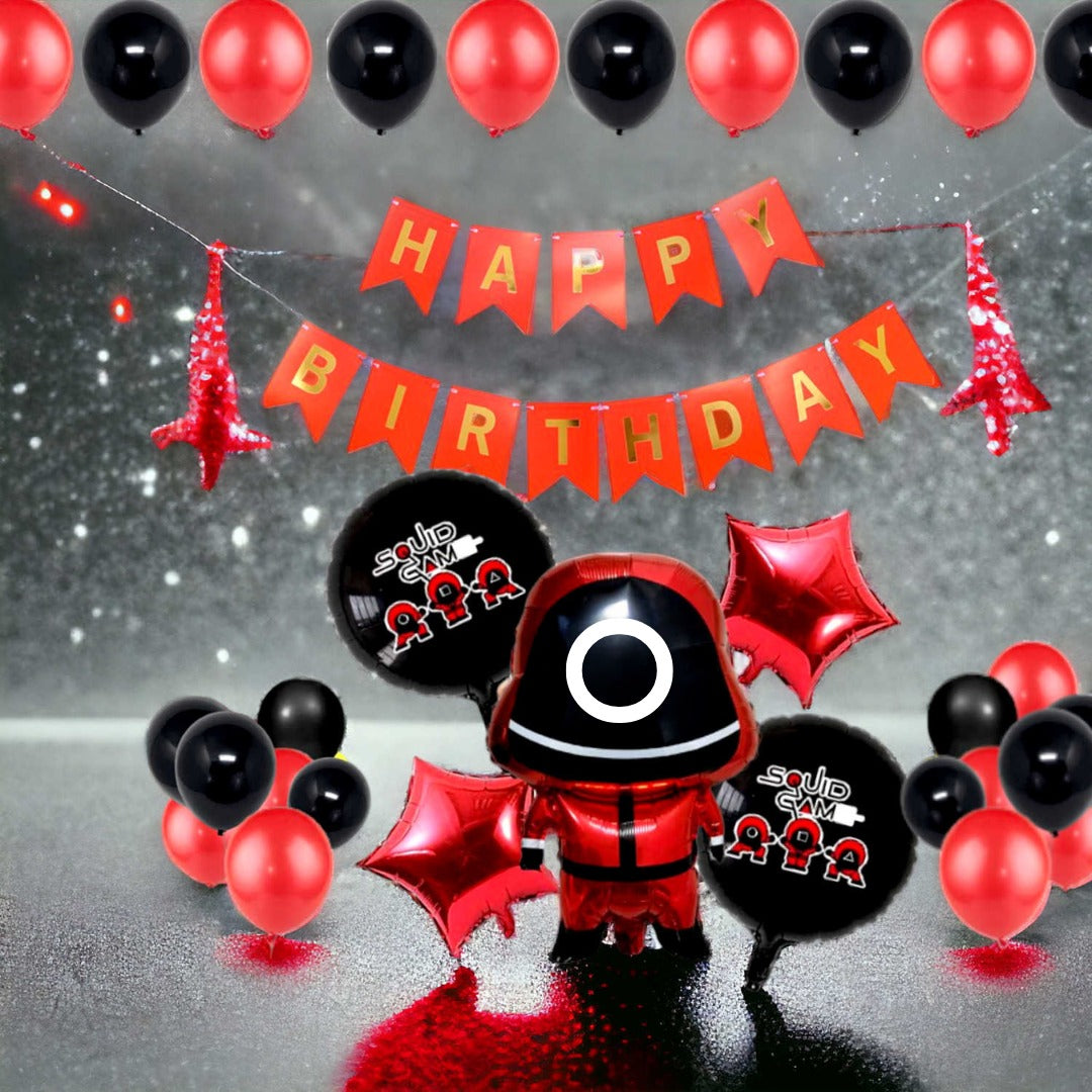 Squid Game Theme Foil Balloon Set - Helium Quality - 18 inches - 5PC