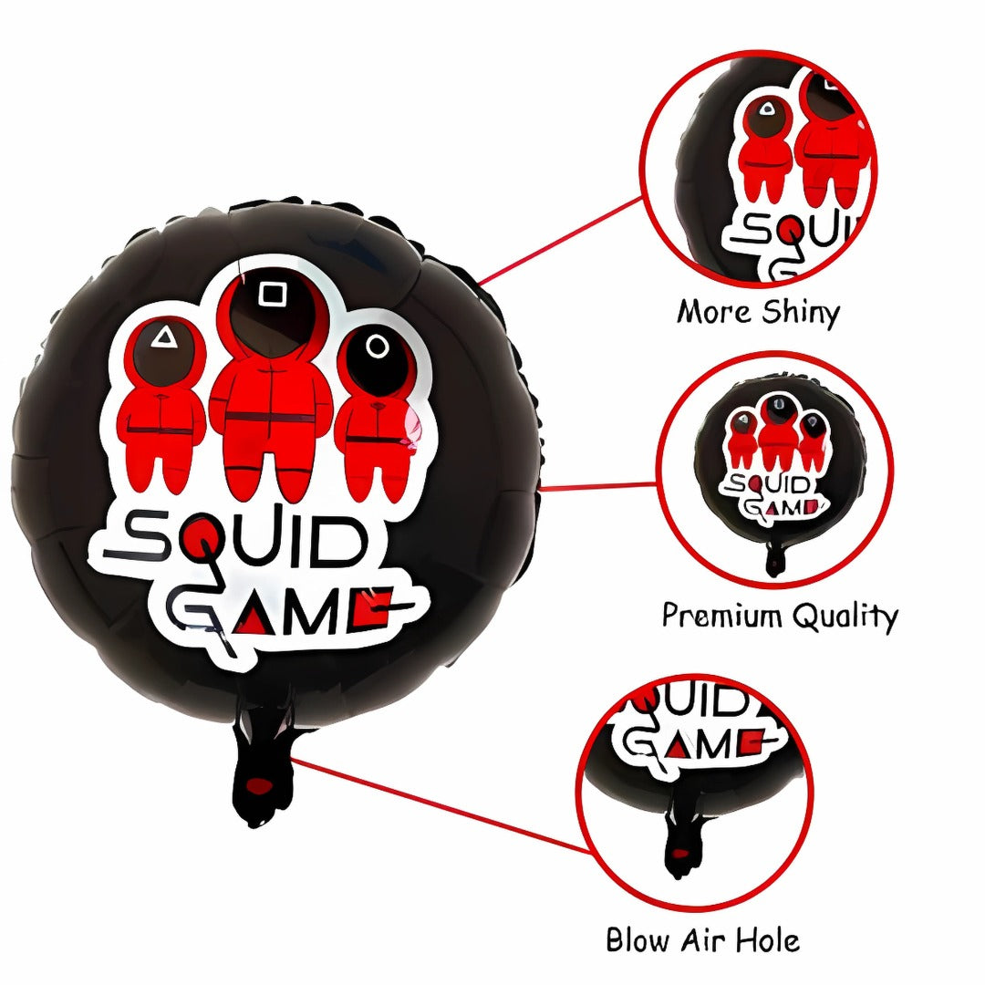 Squid Game Theme Foil Balloon Set - Helium Quality - 18 inches - 5PC