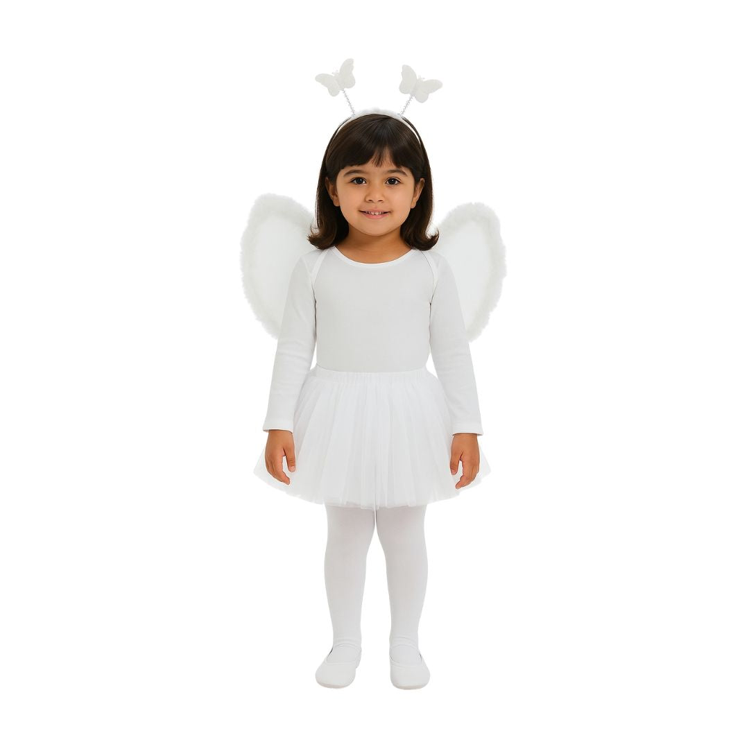 Angel White Wings with Tutu Skirt and Wand